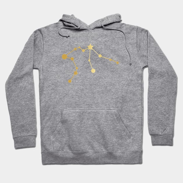 Aquarius Zodiac Constellation in Gold Hoodie by Kelly Gigi